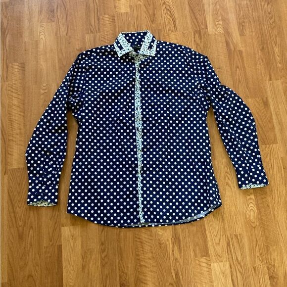 Coogi Luxe Button Down Cuff Polkadot Shirt Mens Size: Large (16/16.5 and 34/35) - Picture 1 of 4